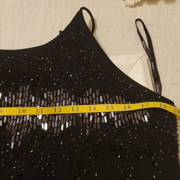 Cachet black embellished spaghetti strap maxi dress gown size 10 - Picture 8 of 8